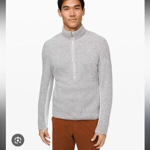 Lululemon Athletica Tundra Trek 1/2 Zip Sherpa Fleece Silver Wool Blend Pullover